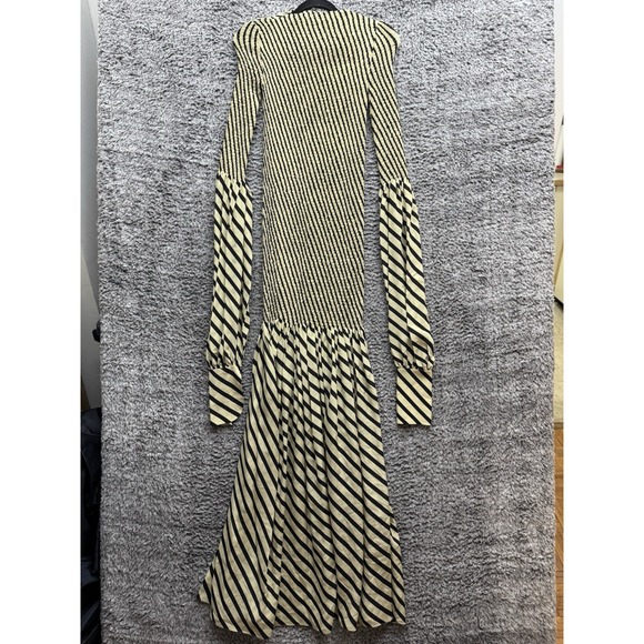 Petar Petrov Alodie Shirred Striped Silk-crepe Dress In Ivory‎ Size 34 $2730